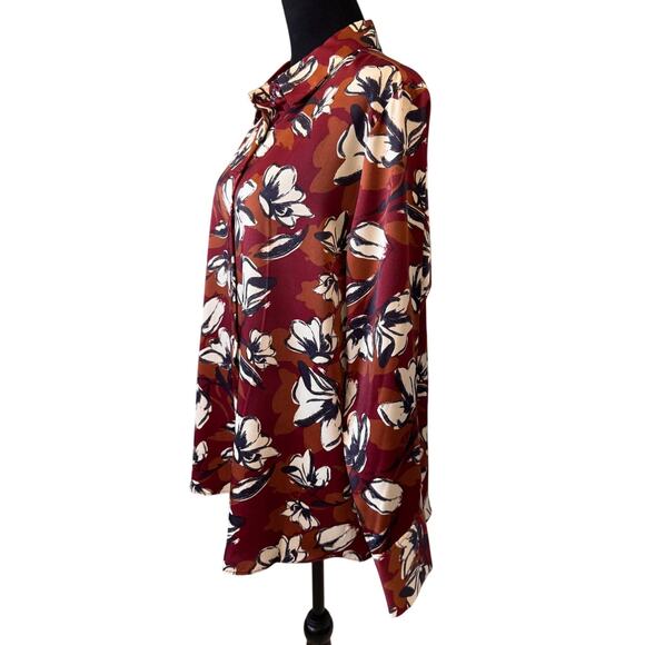 New NORDSTROM RACK Women's Red Floral Casual Button Front Shirt Size XL - Picture 2 of 5